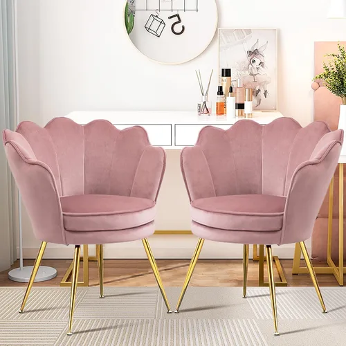 Czlolo Juego de 2 sillas decorativas, sillas de tocador de terciopelo con respaldo, silla decorativa pequeña moderna de mediados de siglo para sala