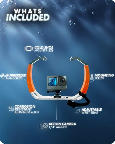 Miniatura 5 de Movo GB-U80T Equipo de buceo submarino con soportes de zapata fría, correa – Compatible con GoPro Hero, HERO6, HERO7, HERO8, HERO9, HERO10, HERO11