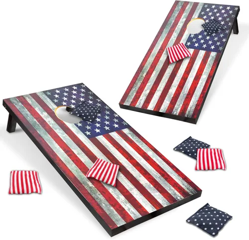 Miniatura 8 de Juego de tablas de Cornhole de 4 x 2 de tamaño reglamentario con bolsas de transporte y 8 bolsas de frijoles, juego de lanzamiento de frijoles