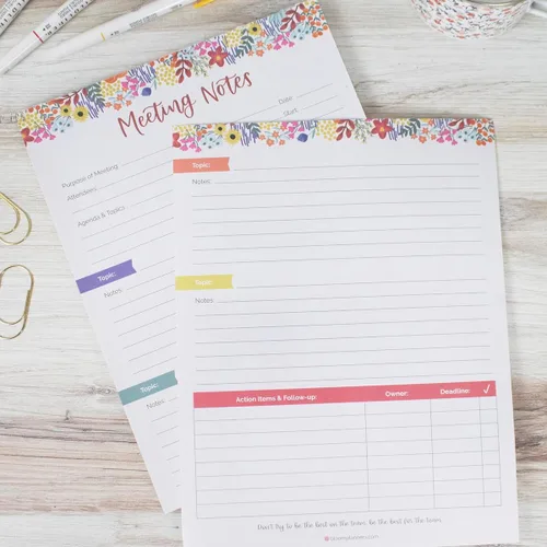 Miniatura 4 de bloom daily planners 8.5" x 11" Double Sided Meeting Pad - Topics, Takeaways, Action Items & Follow-Ups - Undated Meeting Notes Agenda Organizer