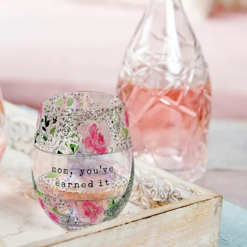 Miniatura 5 de Pavilion Gift Company - Vaso de vino sin tallo de 18 onzas para mamá, regalos para mamá de hija, hijo, niños, regalos del día de la madre para mamá
