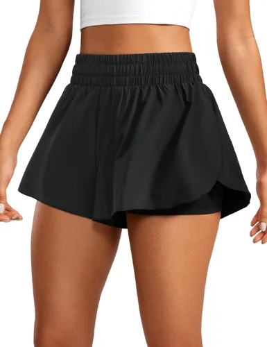 Miniatura 48 de CRZ YOGA Pantalones cortos de correr 2 en 1 para mujer, cintura alta, secado rápido, para atletismo, gimnasio, descanso, entrenamiento, lindas