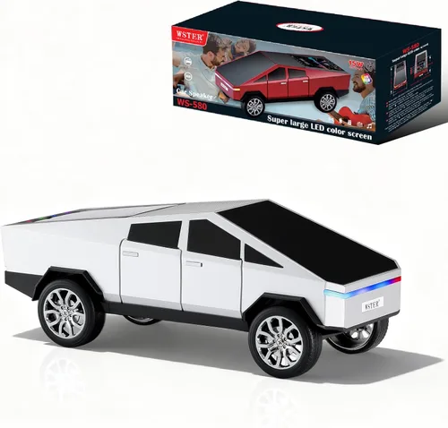 Miniatura 10 de Altavoz de reproducción Bluetooth futurista con pantalla LED, audio portátil de estilo futuro con enlace TWS, radio FM, iluminación LED y micrófono