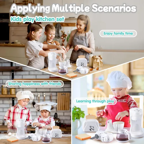 Miniatura 7 de Juguetes de electrodomésticos de cocina, juego de accesorios de cocina para niños, juguetes de cocina de simulación para niños de 4 a 8 años, Blanco