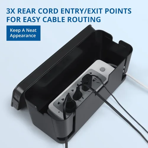 Miniatura 3 de ZhiYo Caja organizadora de cables negra, paquete de 2 cajas organizadoras de cables, tamaño extra grande y mediano, caja oculta para ocultar