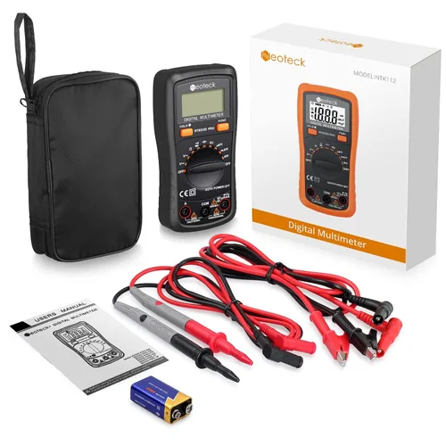 Miniatura 7 de Neoteck Multímetro digital de rango automático, medidor de voltaje Ohm de amplificador AC/DC con resistencia, continuidad, capacitancia y prueba