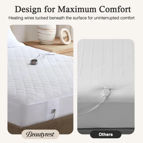 Miniatura 9 de Beautyrest - Funda calefactable para colchón de mezcla de algodón con tecnología de confort seguro - Funda eléctrica acolchada de lujo con bolsillo
