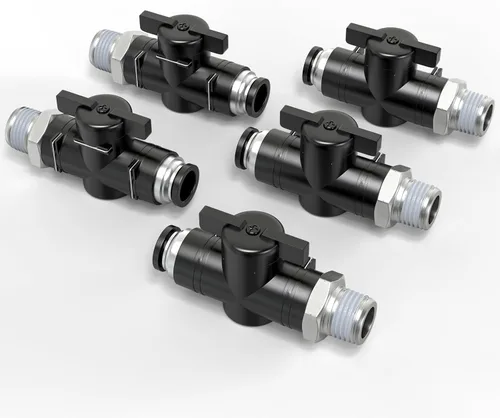 Miniatura 14 de TAILONZ PNEUMATIC BVU-1/4 OD válvula de bola de control de flujo de aire válvula de empuje para conectar el accesorio (paquete de 5)