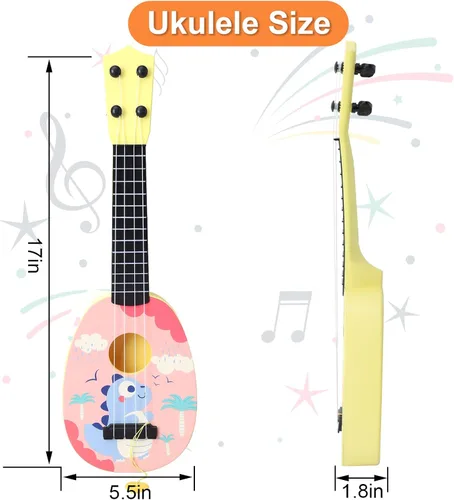 Miniatura 2 de YOLOPLUS+ Ukulele Guitarra Juguete para Niños Pequeños de 17 Pulgadas, 4 Cuerdas, Mini Guitarra para Niños - Instrumentos Musicales para Niños