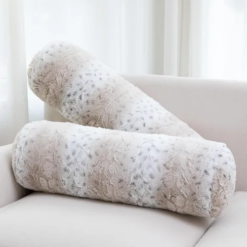 Miniatura 9 de Cheer Collection Almohadas cilíndricas de piel sintética – Almohadas cilíndricas decorativas suaves para cama o sofá, lavables a máquina, 8 x 24