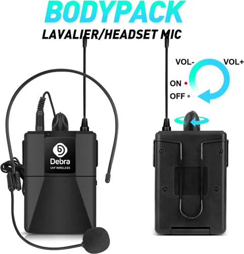 Miniatura 5 de D Debra Audio AU800 Pro UHF Sistema de micrófono inalámbrico de 8 canales con micrófonos de mano inalámbricos tipo lavalier con auriculares