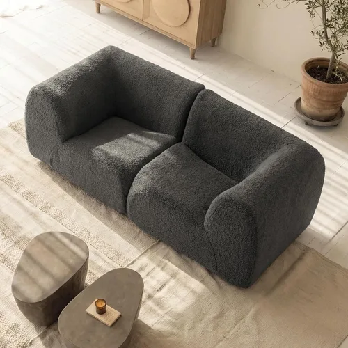 Miniatura 10 de Sofá individual modular curvado, sofá sherpa de espuma de 33 pulgadas, cómodos sofás de peluche para espacios pequeños, sofás modulares modernos