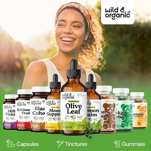 Miniatura 5 de Wild & Organic Extracto líquido de hoja de olivo, suplemento de hoja de olivo para apoyo inmunológico, gotas líquidas de oleuropeína, tintura