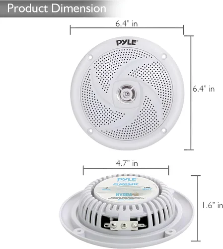 Miniatura 3 de Pyle Altavoces marinos - Sistema de sonido estéreo de audio estéreo de 4 pulgadas, 2 vías, impermeable y resistente a la intemperie, con 100 vatios