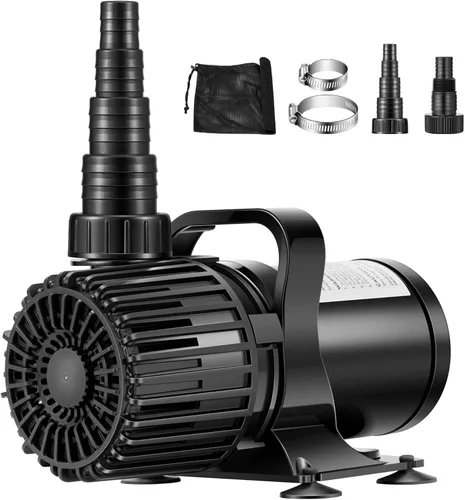 Miniatura 10 de VIVOHOME Bomba de agua sumergible de 175W 3000GPH con boquilla ajustable sin costuras de 180° y bolsa de barrera para estanque de peces koi