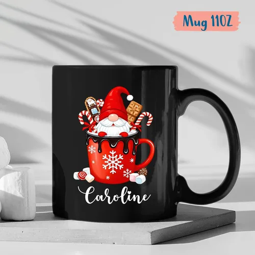Miniatura 4 de Taza de cerámica de cacao caliente personalizada con nombre, taza de café de gnomo de cacao caliente personalizada, regalos de taza de Navidad