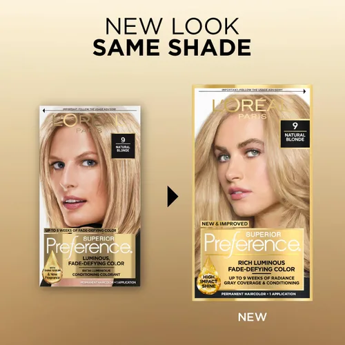 Miniatura 3 de L'Oreal Paris Superior Preference - Tinte permanente luminoso que desafía la decoloración, tinte para el cabello hasta 9 semanas de resplandor, 09