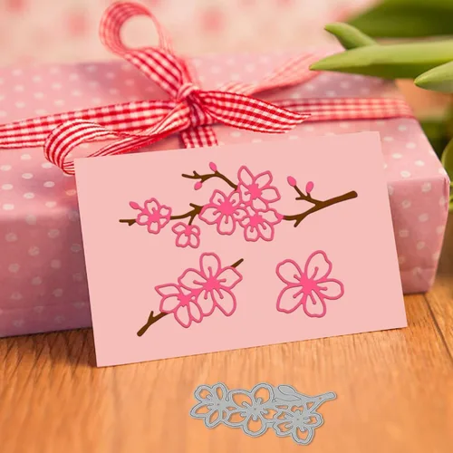 Miniatura 3 de GLOBLELAND Troqueles de corte de flores de cerezo para hacer tarjetas, flores, corte de rama, troqueles para bricolaje, álbumes de recortes, diario