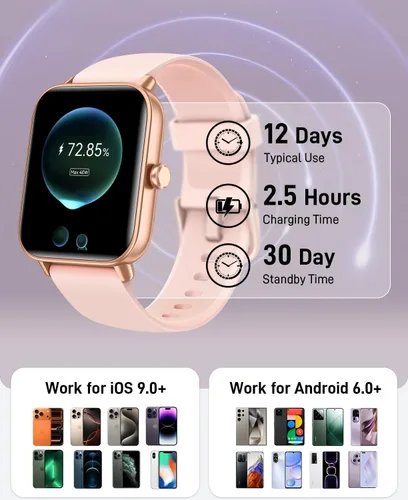 Miniatura 6 de Relojes inteligentes para hombres (Android y iPhones), 1.85 pulgadas HD Alexa incorporado Smart Wacth con monitor de frecuencia cardíaca, rastreador