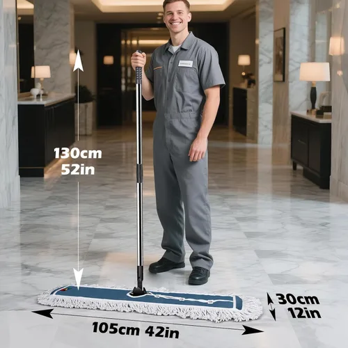 Miniatura 4 de MASTERTOP - Trapeador comercial de 42 pulgadas, trapeador de suelo para polvo resistente con mango largo de 52 pulgadas, grandes trapeadores