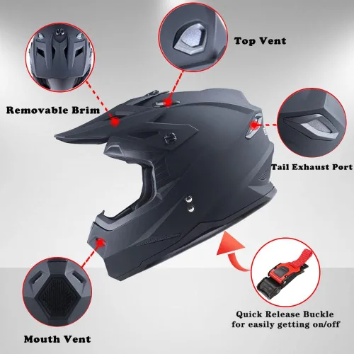 Miniatura 6 de 1Storm - Casco de motocross para adultos, BMX, MX, ATV, Dirt Bike, motocicleta cuádruple de cuatro ruedas, estilo de carreras, HF801 Sonic Blue