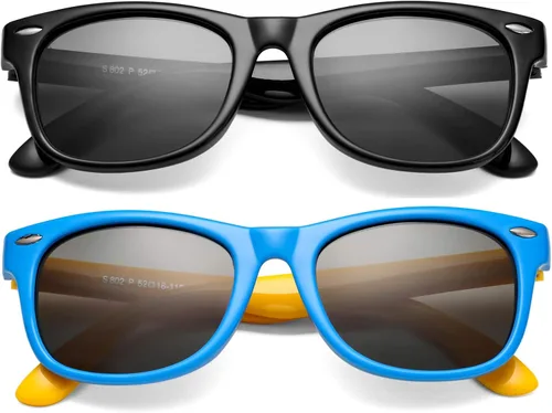 Lentes de sol polarizados para niños y niñas, marco flexible irrompible TPEE con protección UV400 de 3 a 8 años