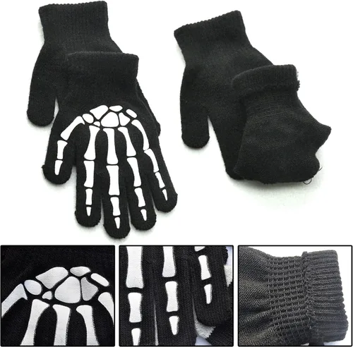 Miniatura 4 de Uttpll Guantes unisex de Halloween para cosplay, guantes de esqueleto para adultos, esqueleto completo de medio dedo, accesorios de cosplay