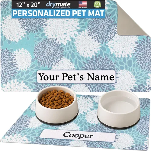 Miniatura 43 de Drymate Mantel individual personalizado para tazón de mascotas, tapete personalizado de alimentación de alimentos para perros y gatos, tela Lino