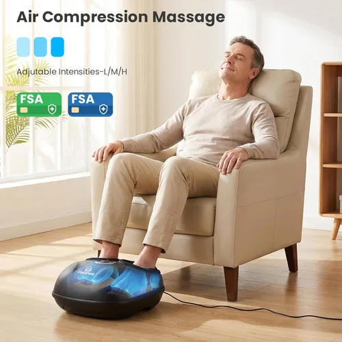 Miniatura 10 de COMFIER Elegible para HSA Masajeador de Pies Shiatsu con Calor, Masajeador de Pies FSA para Neuropatía Fascitis Plantar, Masajeador de Pies de Negro