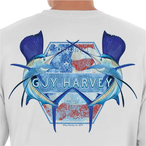 Miniatura 3 de Guy Harvey Camiseta de manga larga con bolsillo de Billfish Collection para hombre