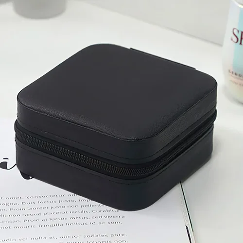 Miniatura 7 de EBUTY Joyero de viaje mini organizador portátil para anillos, aretes, collares, regalos para niñas y mujeres, color negro