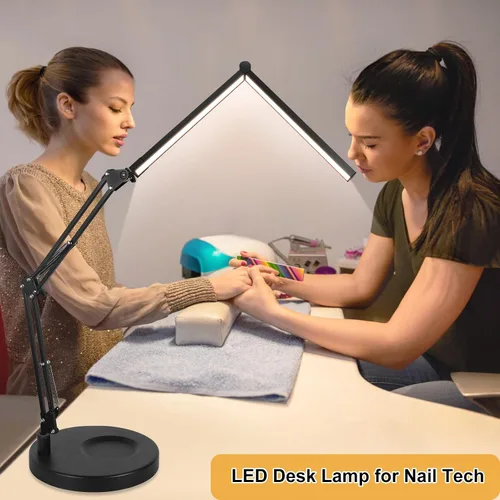 Miniatura 5 de Toolour Lámparas de escritorio para tecnología de uñas, lámpara de arquitecto doble grande de 24 W con control remoto, 5 colores, modo de sueño