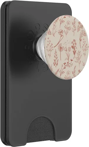 Miniatura 6 de PopSockets MagSafe PopGrip con diseño estético de flores silvestres beige marrón para iPhone