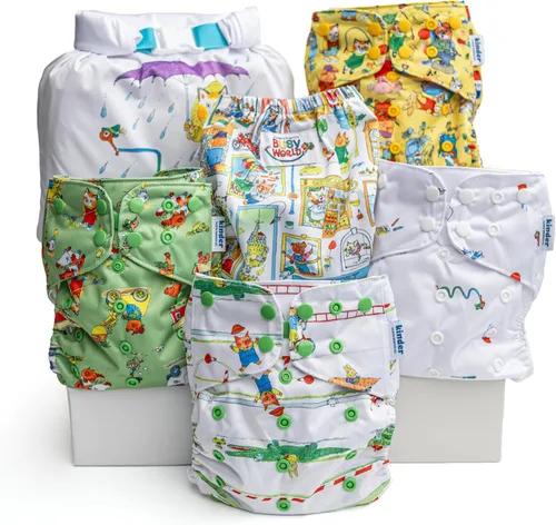 Miniatura 29 de Kinder Juego de 5 pañales de tela reutilizables para bebé, estilo bolsillo, camiseta atlética que absorbe la humedad, recién nacido a orinal 7-60