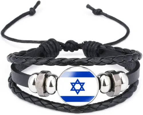 Miniatura 69 de vmcoatdu Mundial Muchas Banderas Nacionales Brazalete Retro de Aleación de Cuero para Pulsera de Cuerda Trenzada de Bandera Nacional