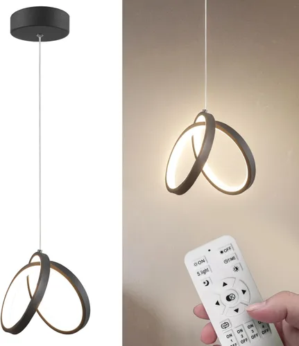 Lámpara colgante LED - Isla moderna, regulable a distancia, aplicación inteligente, colgante ajustable para cocina, comedor, dormitorio (negro,