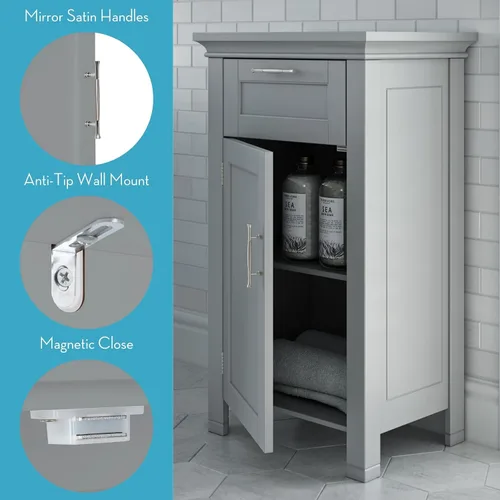 Miniatura 6 de RiverRidge - gabinete de baño, 1 puerta, Madera Manufacturada, Gris