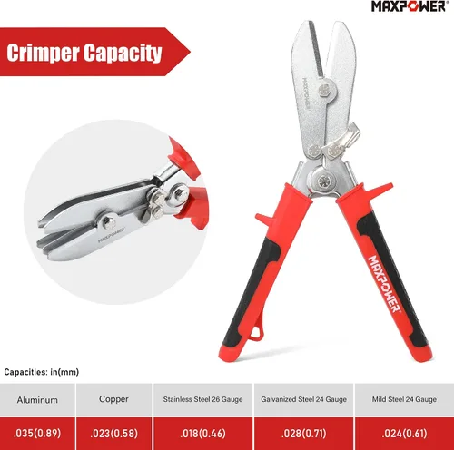Miniatura 4 de MAXPOWER Crimpadora de chapa metálica, herramienta de crimpado de conductos de 5 cuchillas, herramienta Hvac de 9.8 pulgadas para conductos de acero