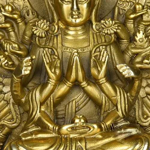 Miniatura 2 de Estatua de Buda, estatuas de Buda, diosa, meditación de Buda zen, bodhisattva de mil manos, Guan Yin, Buda sentado de 6.4 pulgadas (color: amarillo)