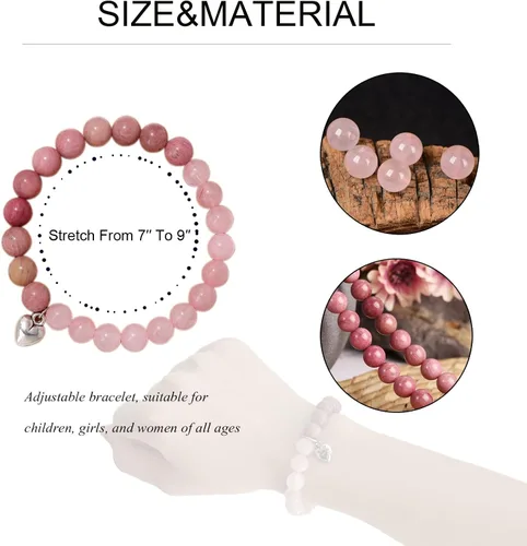 Miniatura 4 de Qupzsen Pulseras de piedra natural, regalos inspiradores para mujeres, regalos de recuperación pronto, regalos de piedra de cristal de 0.315 in