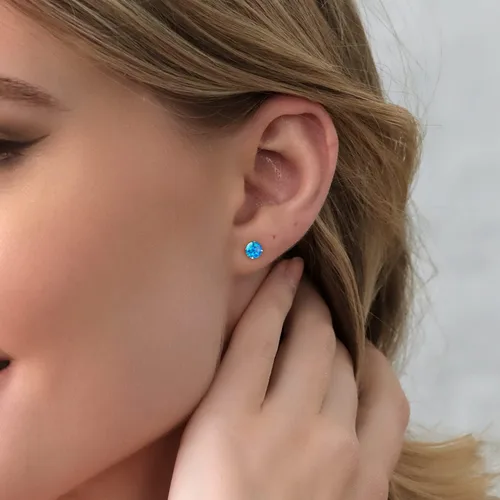 Miniatura 94 de Gem Stone King Aretes de plata de ley 925 con piedra natal redonda de 0.276 in para mujer