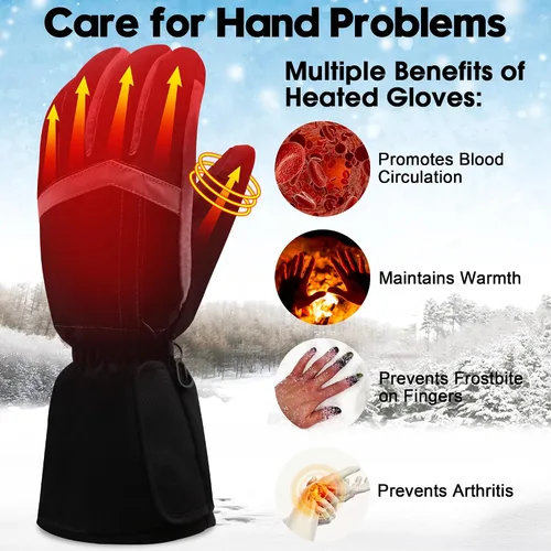 Miniatura 3 de Guantes USB Calentados para Hombres Mujeres Guantes Eléctricos Calentados Camping Manos con Artritis Guantes Gruesos Impermeables con Pantalla