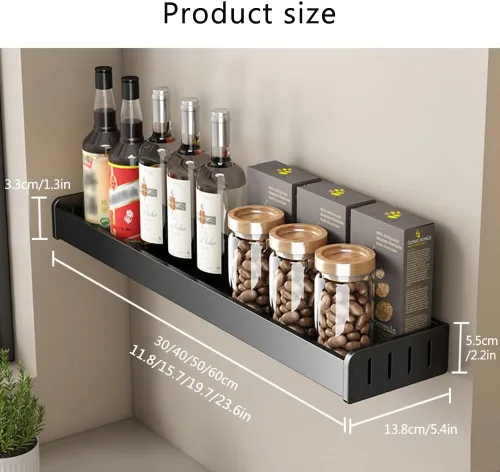 Miniatura 7 de Estante de especias montado en la pared, organizador de especias de cocina para tarros de especias, estante de especias para detrás de la estufa