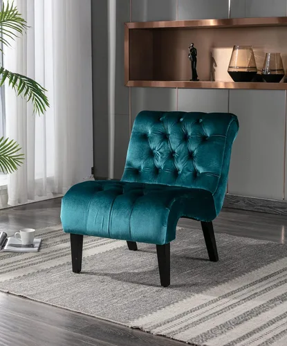 Sillón decorativo de terciopelo para sala de estar, silla de ocio moderna con respaldo copetudo, silla auxiliar sin brazos para interiores, silla