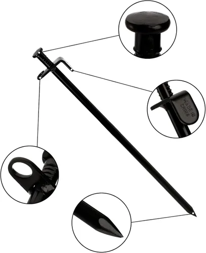 Miniatura 3 de Lawei Paquete de 12 estacas para tienda de campaña, estacas de acero forjado resistentes de 12 pulgadas, estacas de lona de metal para acampar al