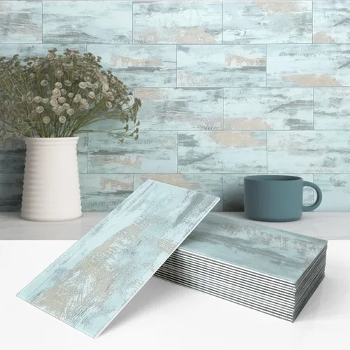 Miniatura 9 de VAOVI Azulejos de mármol de metro para despegar y pegar, azulejos individuales de pared de cocina, baño, ducha, 3.93 x 7.87 pulgadas