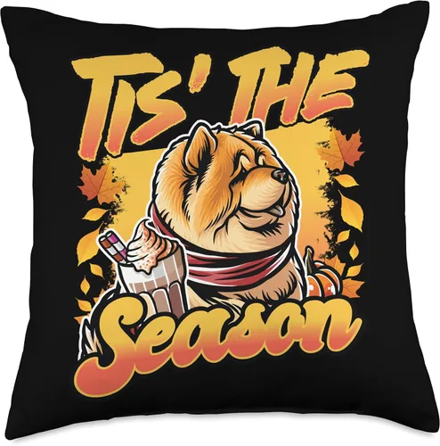 Miniatura 4 de BCC Chow Chow Shirts & Asian Dog Lover Gifts Chow Dog Scarf Pumpkin Happy Thanksgiving Throw Pillow, 16x16, Multicolor
