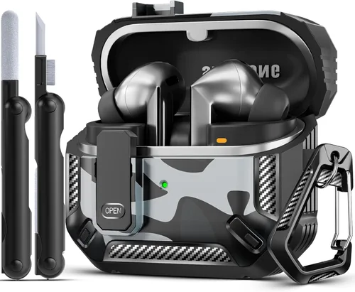 Miniatura 13 de Lock Fit Diseñado para Samsung Galaxy Buds3 FE (2025) / Buds3 Pro (2024) / Funda Buds 3 (2024), con kit de limpieza Cuerpo completo Resistente a