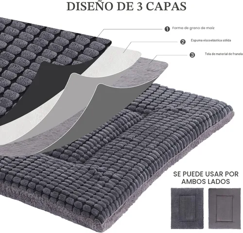 Miniatura 3 de BVAGSS XH079 - Almohadilla reversible para jaula de perro, de espuma viscoelástica, suave, cálida, lavable a máquina, colchón para perreras