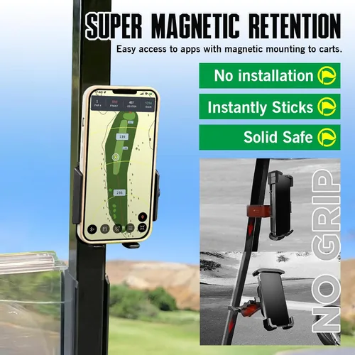 Miniatura 3 de Dprofy Soporte magnético fuerte para teléfono para carrito de golf, accesorios de golf, apto para todos los teléfonos inteligentes populares, diseño